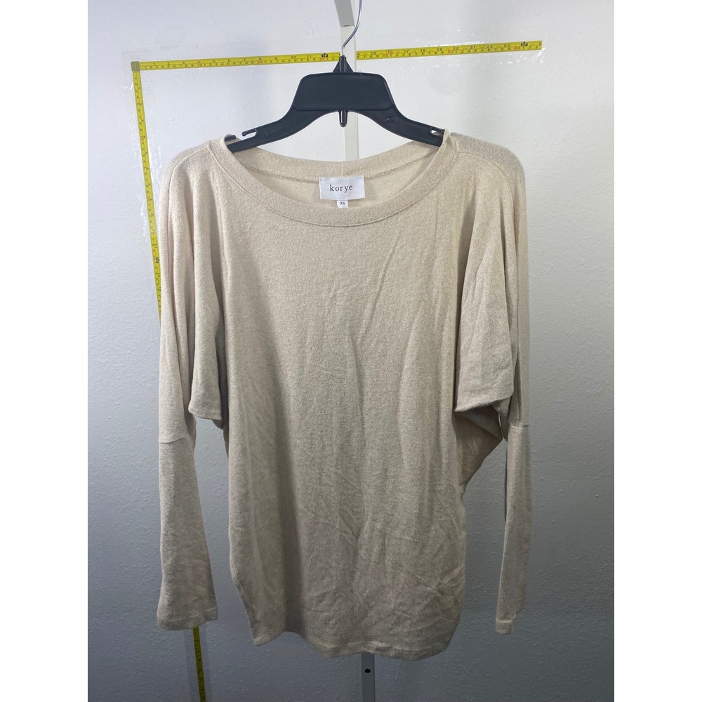 Korye Womens Beige Oatmeal Knit Dolman Long Sleeve‎ Top Crew Neck Size XS NEW